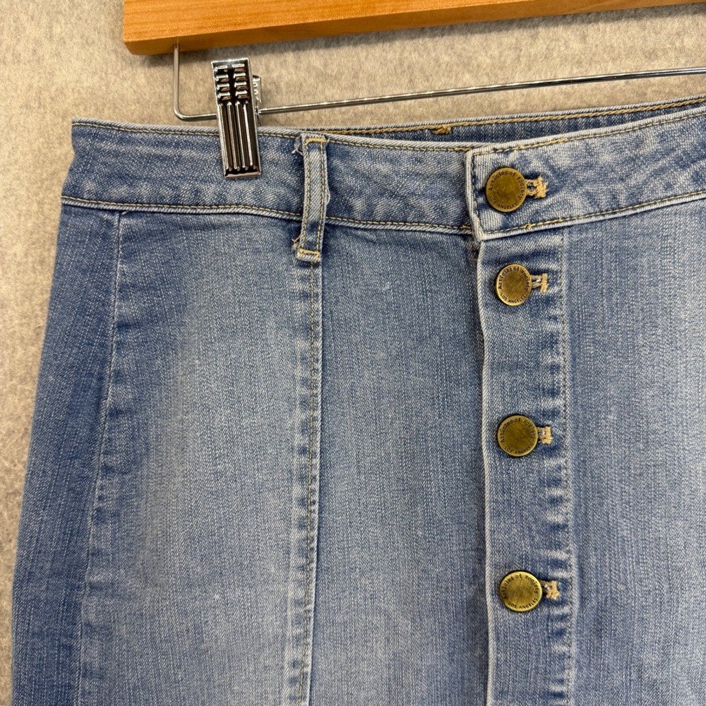 Articles of Society Button Front Jean Denim Mini Skirt Raw Hem Womens Size 26 - Picture 3 of 12